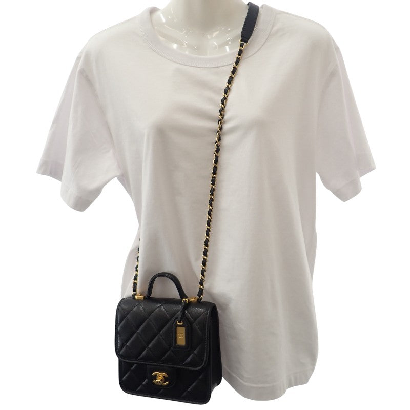 【商談中/対象者以外注文不可】シャネル CHANEL スモール トップハンドル フラップ AS3652 2WAYバッグ ショルダーバッグ キャビアスキン ブラック ゴールド金具 レディース【中古】【Aランク】
