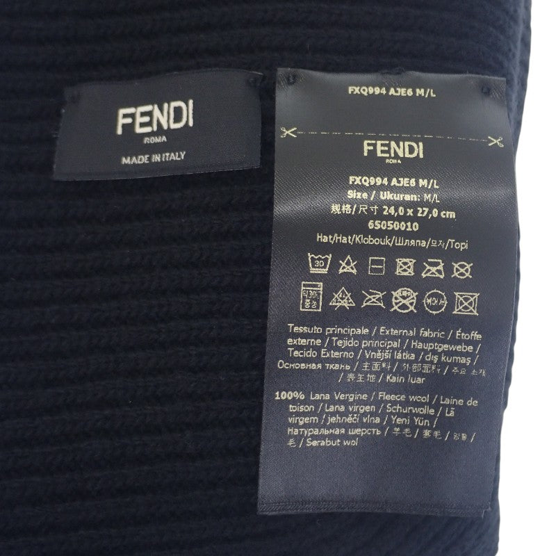 フェンディ FENDI ウール ビーニー FXQ994AJE6 ニットキャップ ウール ブラック メンズ レディース【中古】【Aランク】