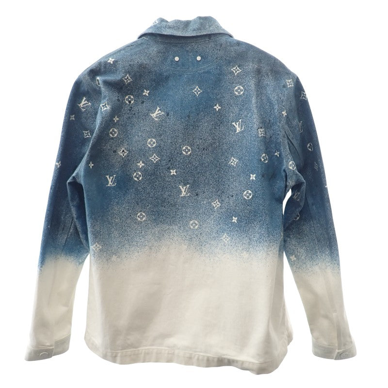 ルイヴィトン LOUIS VUITTON ワークウェアシャツ M 1A5VYS デニムジャケット コットン ブルー ホワイト メンズ【中古】【ABランク】