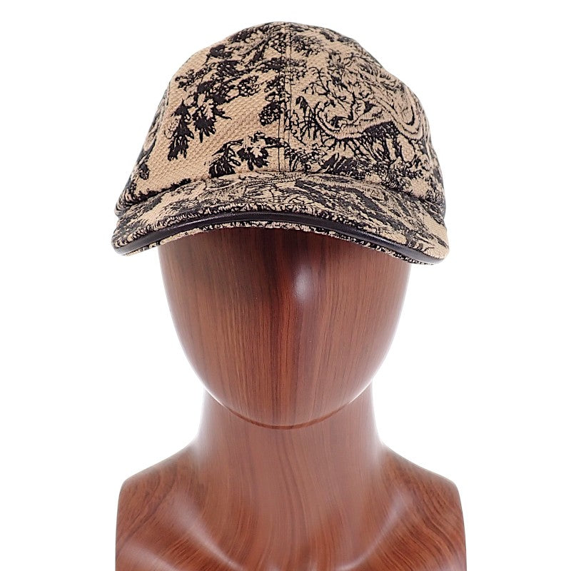 迪奧 Dior Toile de Jouy D-PLAYER 58 25TJV922X132 棒球帽 棉質 米色 黑色 女款 男款【中古】【A級】