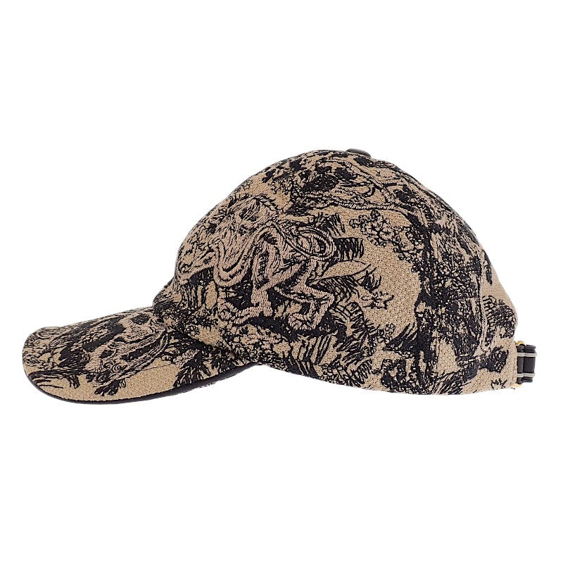 迪奧 Dior Toile de Jouy D-PLAYER 58 25TJV922X132 棒球帽 棉質 米色 黑色 女款 男款【中古】【A級】