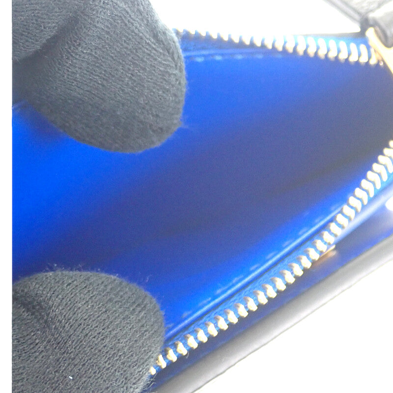 セリーヌ CELINE コンパクト ウォレット L100H2O54.GFS3 二つ折り財布 カーフ ブラック ウルトラブルー ゴールド金具 レディース【中古】【Aランク】