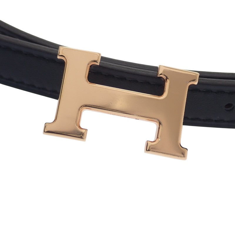 エルメス HERMES ミニH 75 H010614UC06 ベルト リバーシブル スイフト ヴォーエプソン ゴールド ブラック ゴールド金具 レディース【中古】【SAランク】
