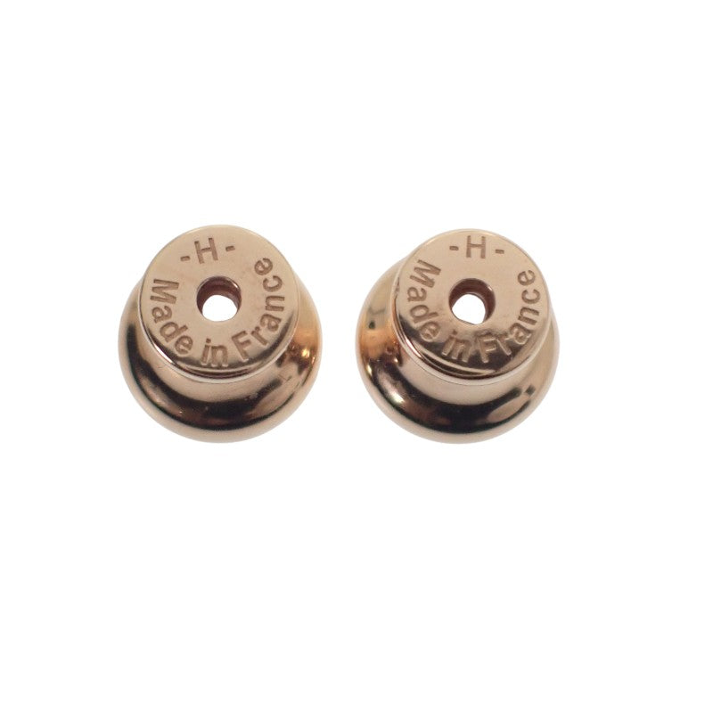 エルメス HERMES ループ グラン ピアス メタル レザー ゴールド ブラック レディース【中古】【Aランク】