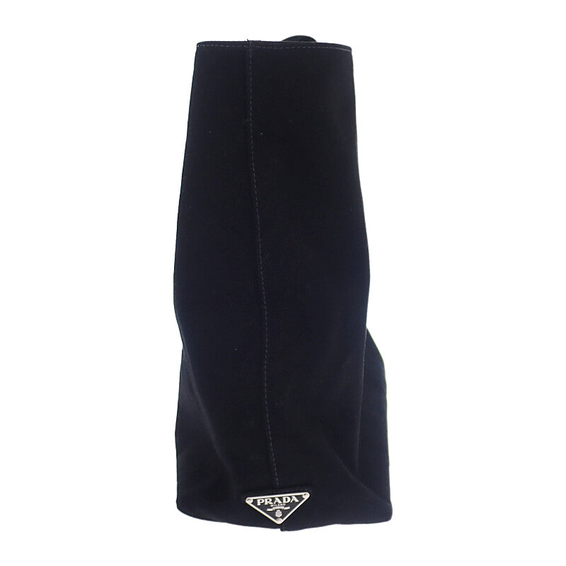 プラダ PRADA ドリル 2VG081 トートバッグ キャンバス ブラック シルバー金具 レディース【中古】【ABランク】