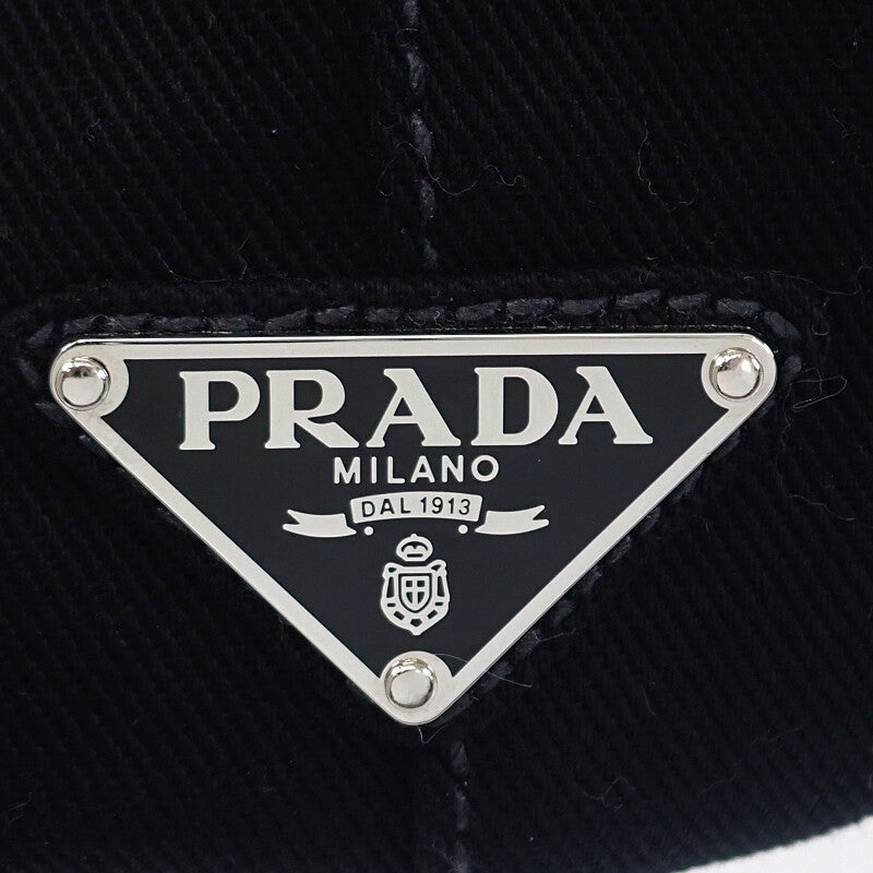 Prada Drill 2VG081 Tote Bag Canvas Black Silver Hardware Women's