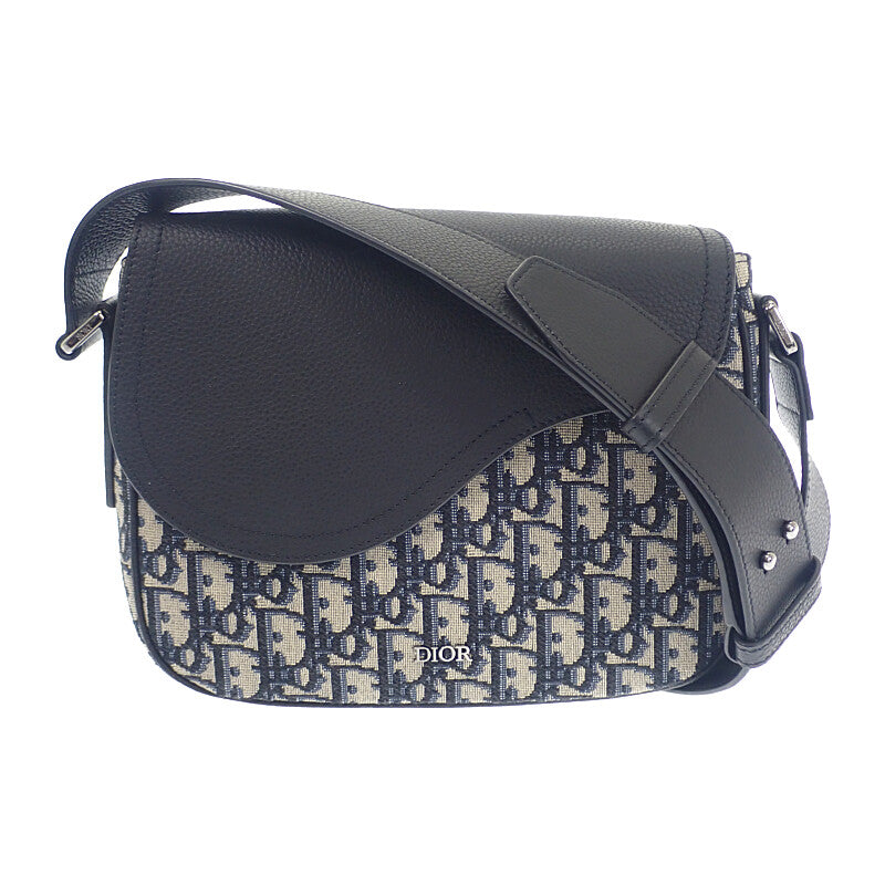 ディオール Dior サドル スモールメッセンジャー 1DME133YKS_H27E ショルダーバッグ カーフ ファブリック ブラック レディース メンズ【中古】【Aランク】
