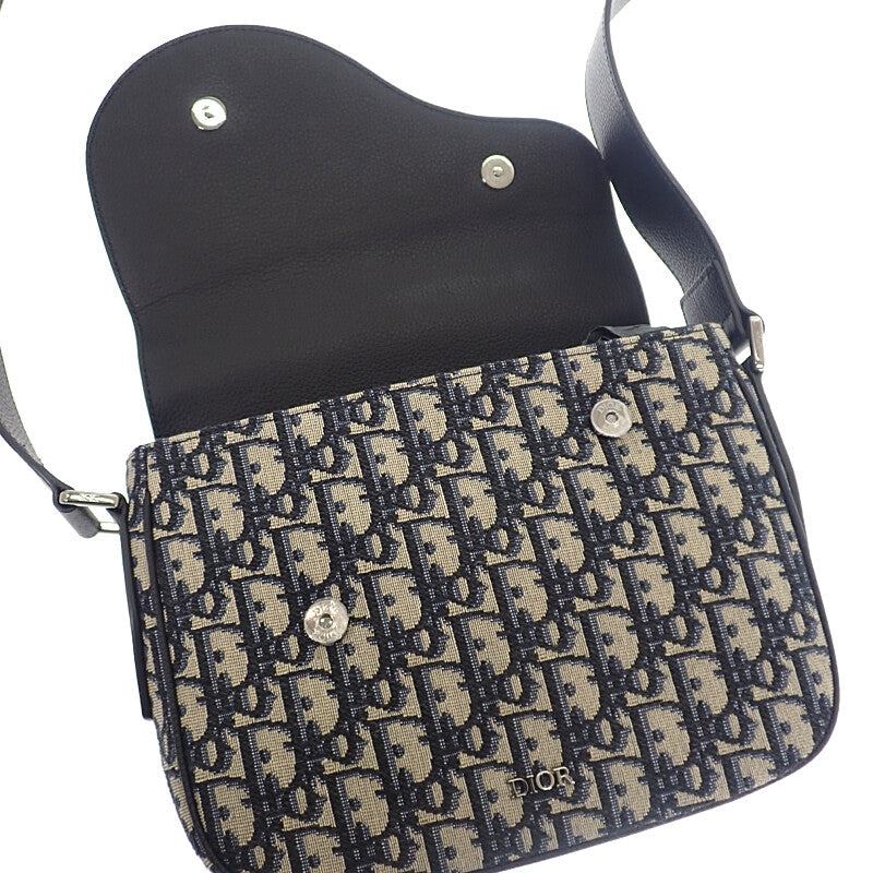 ディオール Dior サドル スモールメッセンジャー 1DME133YKS_H27E ショルダーバッグ カーフ ファブリック ブラック レディース メンズ【中古】【Aランク】