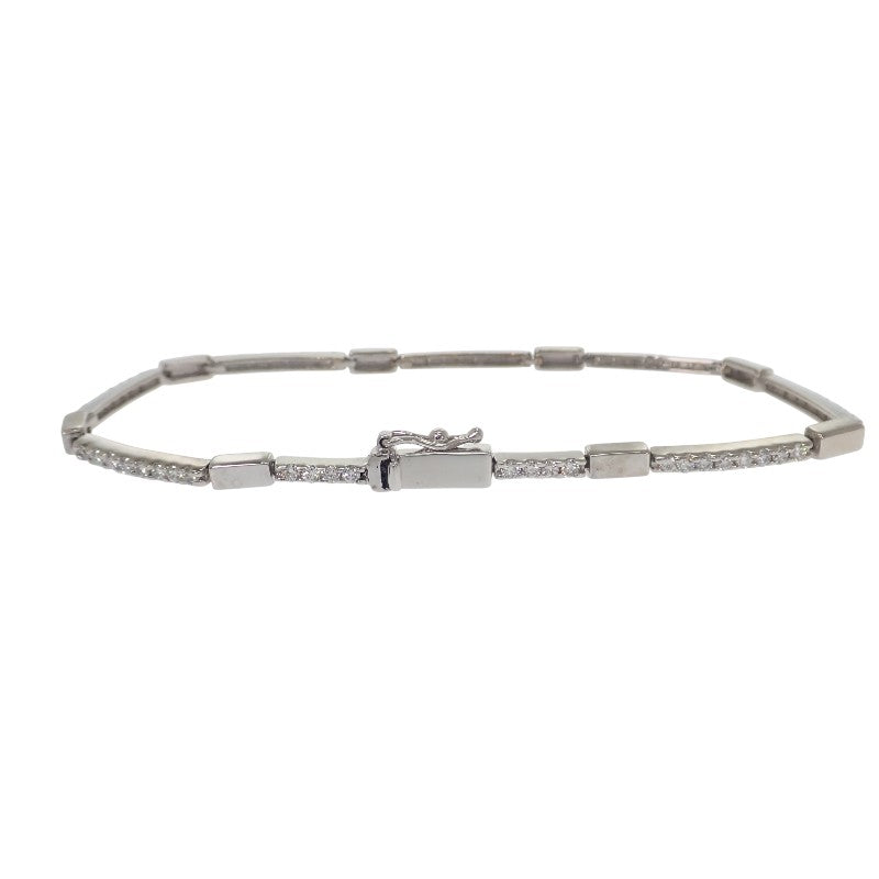 デザインジュエリー LINE ブレスレット K18ホワイトゴールド ダイヤモンド レディース メンズ【中古】【Aランク】