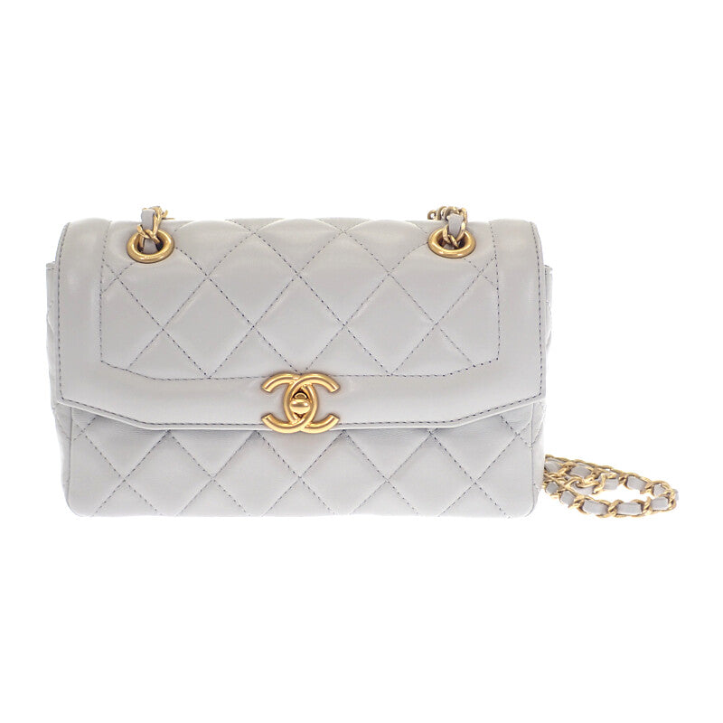 シャネル CHANEL ミニフラップ AS5258_B19389_NADOF ショルダーバッグ ラムスキン グレー ゴールド金具 レディース【中古】【Aランク】