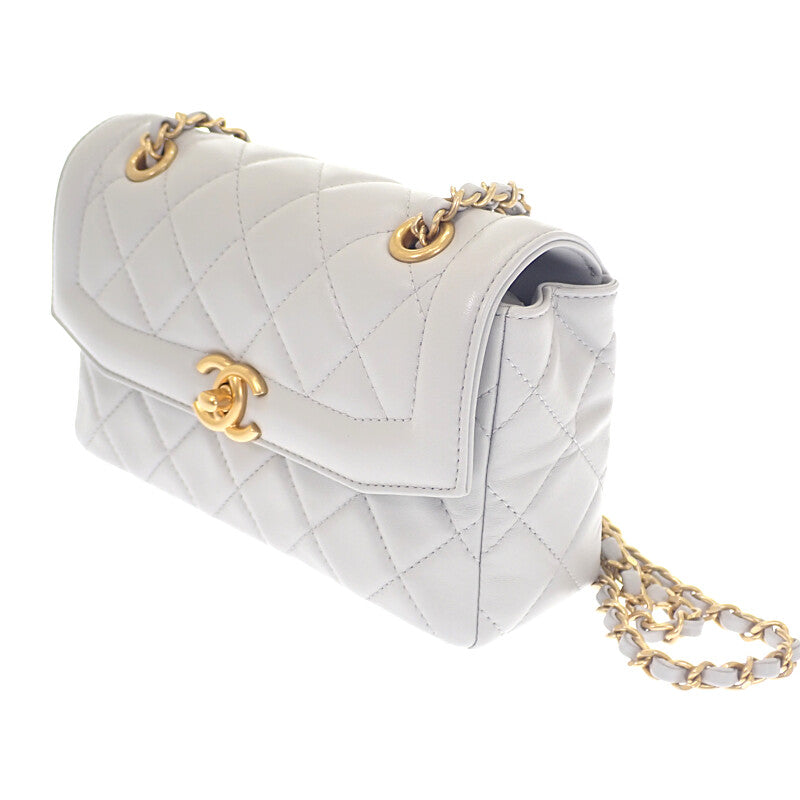 シャネル CHANEL ミニフラップ AS5258_B19389_NADOF ショルダーバッグ ラムスキン グレー ゴールド金具 レディース【中古】【Aランク】