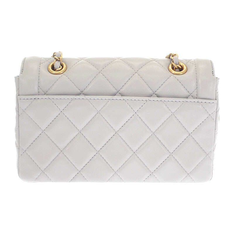 シャネル CHANEL ミニフラップ AS5258_B19389_NADOF ショルダーバッグ ラムスキン グレー ゴールド金具 レディース【中古】【Aランク】