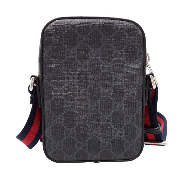 グッチ GUCCI GGスプリーム ミニショルダーバッグ 682357 K5RLN 1095 ショルダーバッグ GGスプリームキャンバス レザー ブラック シルバー金具 メンズ レディース ユニセックス【中古】【Aランク】