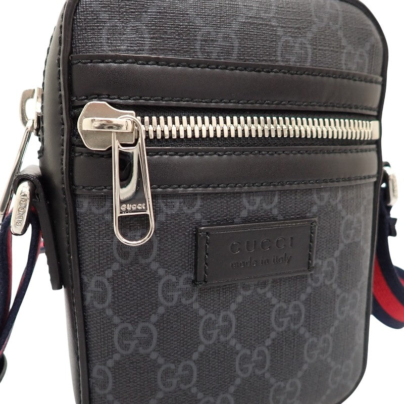 グッチ GUCCI GGスプリーム ミニショルダーバッグ 682357 K5RLN 1095 ショルダーバッグ GGスプリームキャンバス レザー ブラック シルバー金具 メンズ レディース ユニセックス【中古】【Aランク】