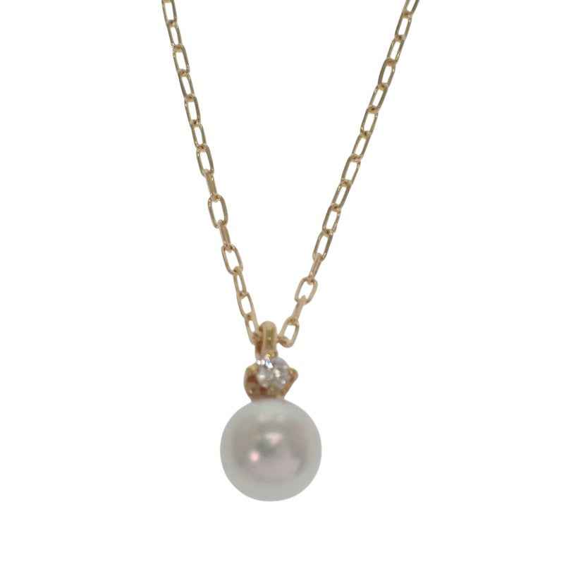 ミキモト MIKIMOTO パール ペンダント PP-20495K ネックレス K18イエローゴールド アコヤ真珠 ゴールド ダイヤモンド レディース【中古】【Aランク】