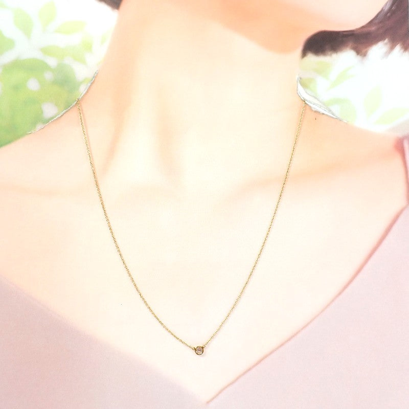 蒂芙尼 TIFFANY&Co. By The Yard 單鑽項鍊 K18黃金 鑽石 金色 女士【中古】【A級】