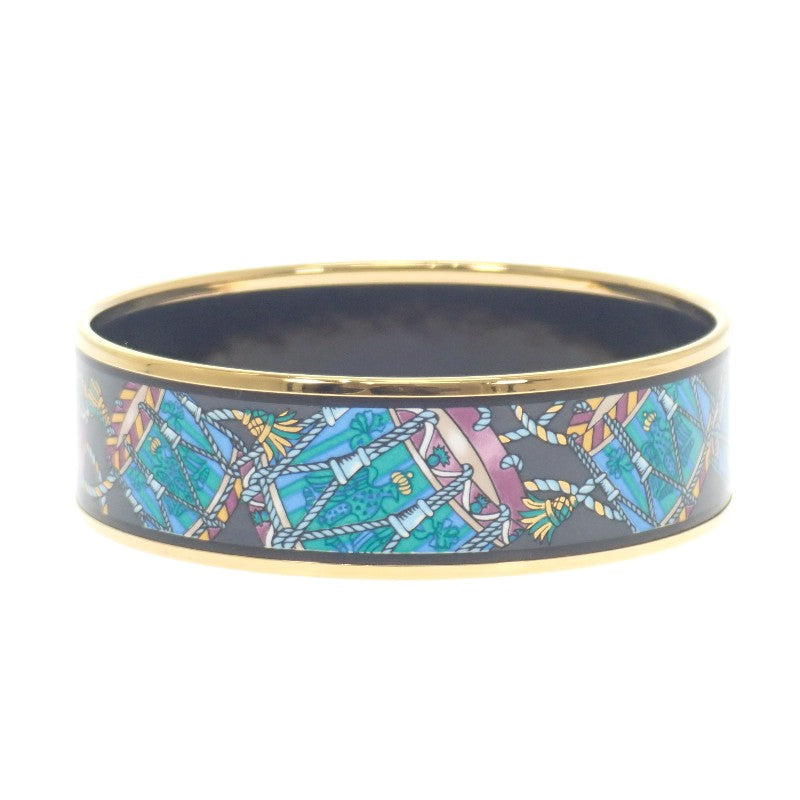 エルメス HERMES エマイユGM バングル 七宝 ブラック ブルー ゴールド