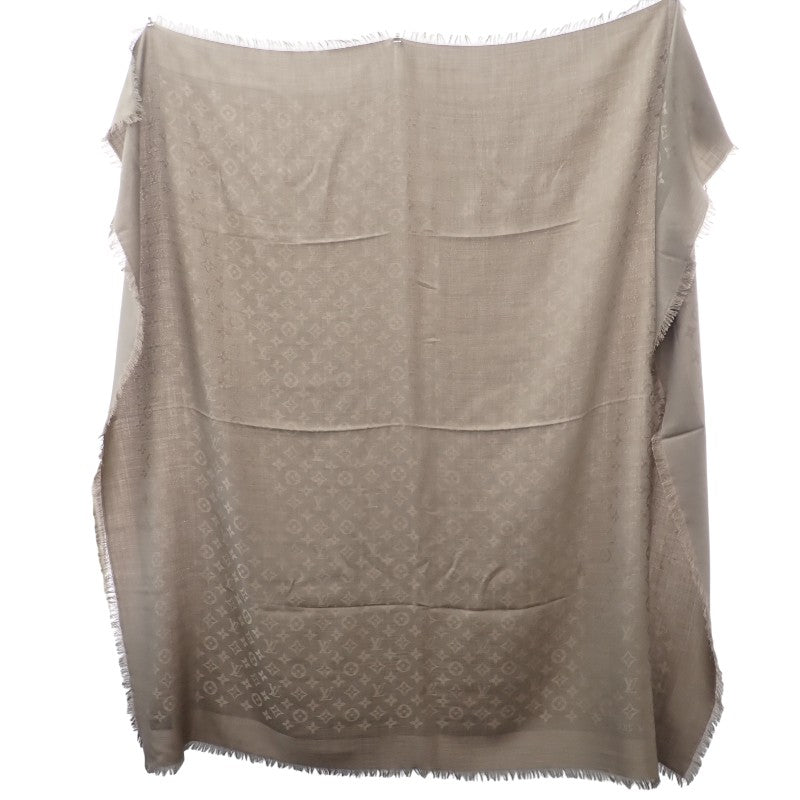 ルイヴィトン LOUIS VUITTON ショール モノグラム 401910 ストール ウール シルク グレージュ レディース【中古】【Aランク】