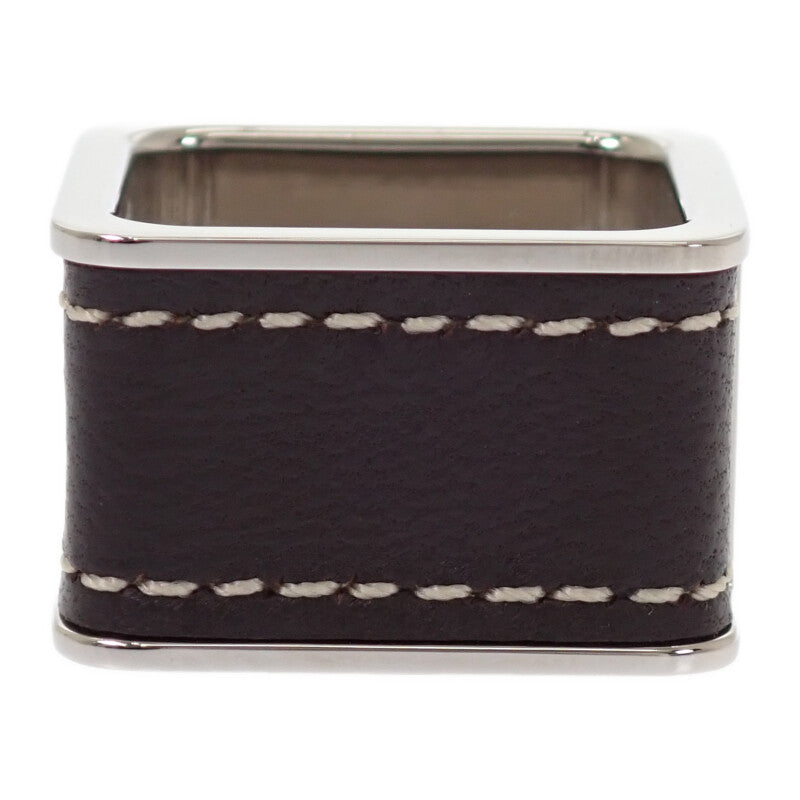 エルメス HERMES ボルデュック H603693S 02 スカーフリング メタル レザー シルバー ブラウン レディース【中古】【Aランク】