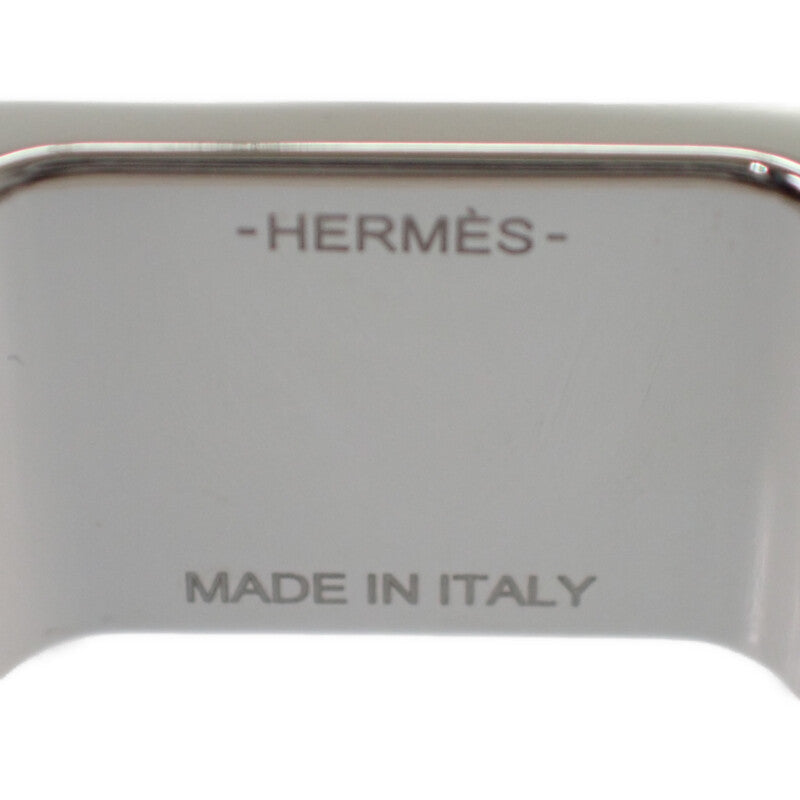 愛馬仕 HERMES Bolduc H603693S 02 絲巾扣 金屬 皮革 銀色 棕色 女款【中古】【A級品】