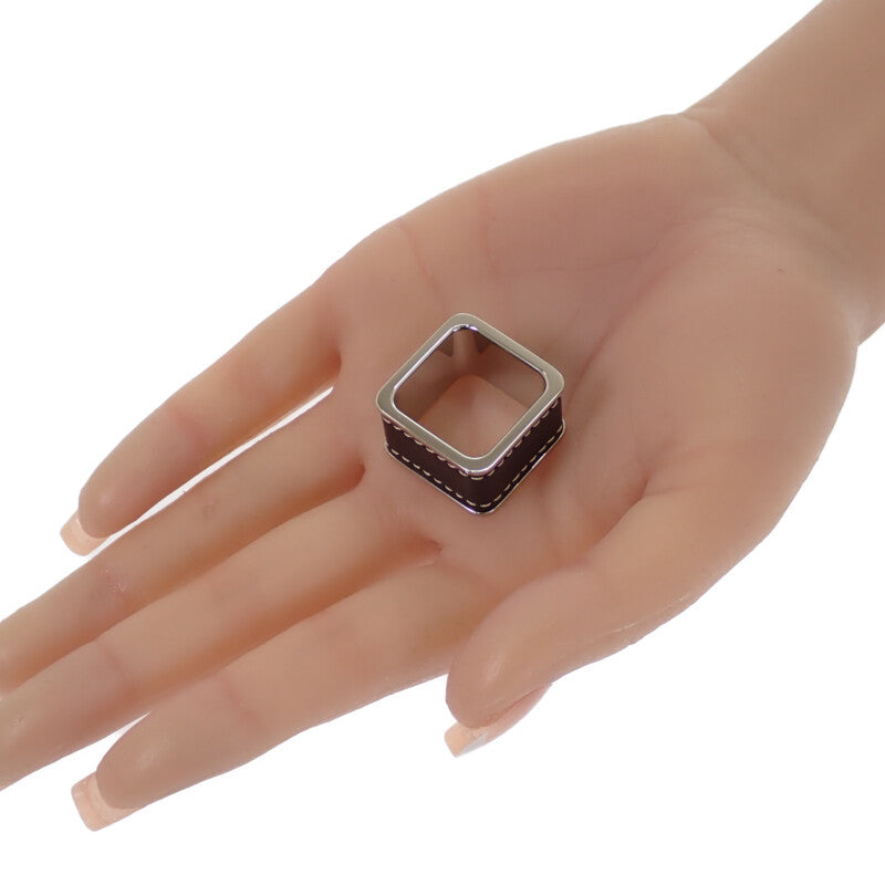 エルメス HERMES ボルデュック H603693S 02 スカーフリング メタル レザー シルバー ブラウン レディース【中古】【Aランク】