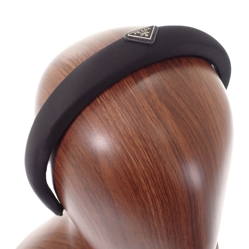 プラダ PRADA ヘッドバンド 1IH080 ヘアアクセサリー ナイロン ブラック シルバー金具 レディース【中古】【Aランク】