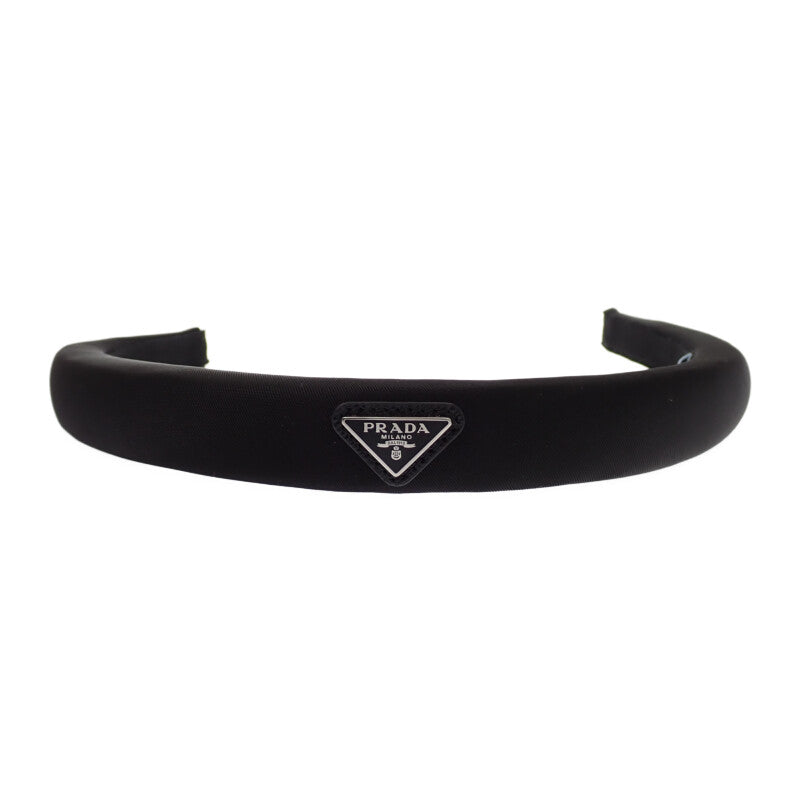 プラダ PRADA ヘッドバンド 1IH080 ヘアアクセサリー ナイロン ブラック シルバー金具 レディース【中古】【Aランク】
