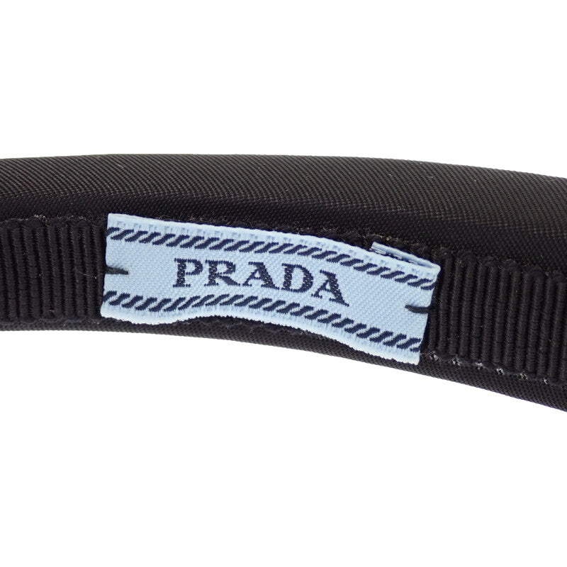 プラダ PRADA ヘッドバンド 1IH080 ヘアアクセサリー ナイロン ブラック シルバー金具 レディース【中古】【Aランク】
