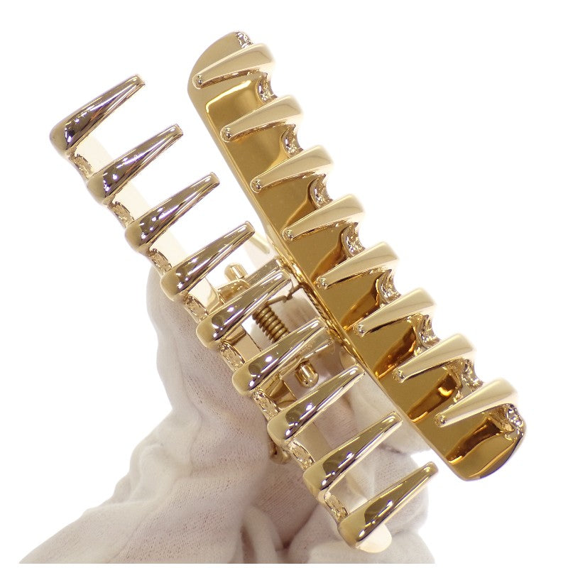 プラダ PRADA ヘアクリップ 1IF103 ヘアアクセサリー メタル ゴールド ブラック レディース【中古】【ABランク】