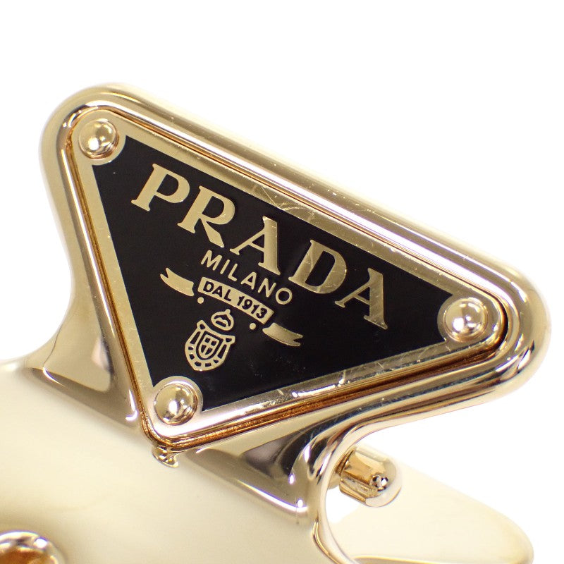 プラダ PRADA ヘアクリップ 1IF103 ヘアアクセサリー メタル ゴールド ブラック レディース【中古】【ABランク】