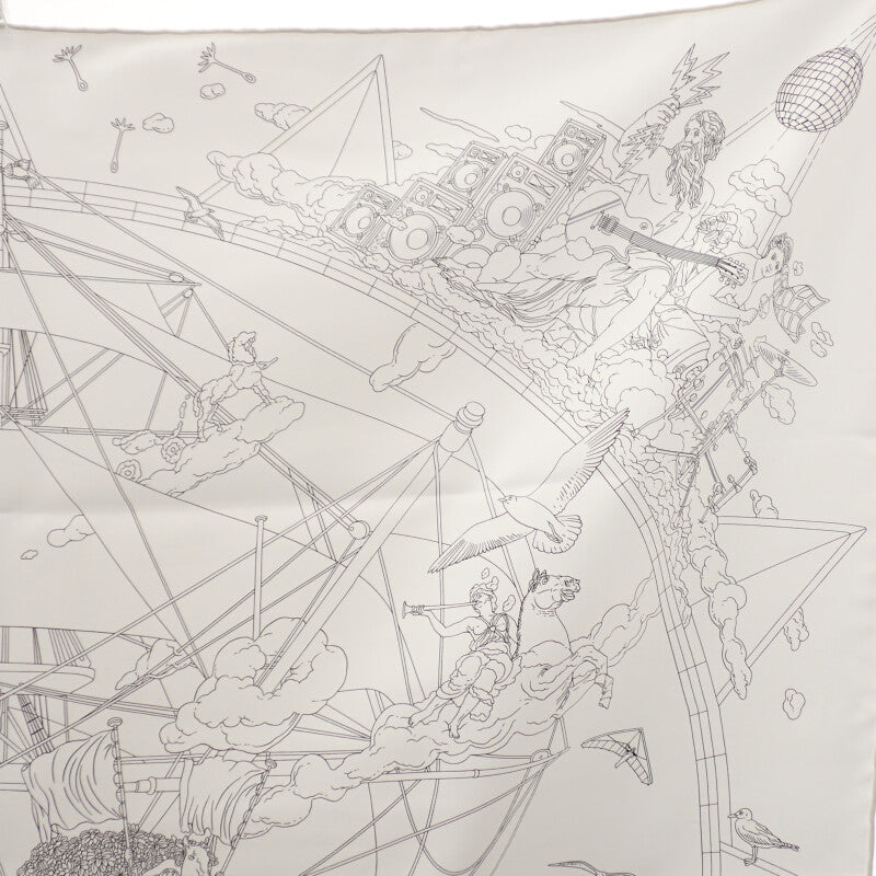 エルメス HERMES カレ90 Hermes Flagship エルメス フラッグシップ スカーフ シルク ホワイト レディース【中古】【SAランク】