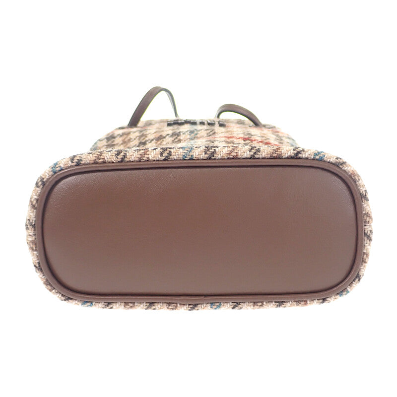 ミュウミュウ MIUMIU ロゴ ミニ 5NF460-2DU5-F0040 ショルダーバッグ ウール レザー ブラウン ベージュ レディース【中古】【Aランク】