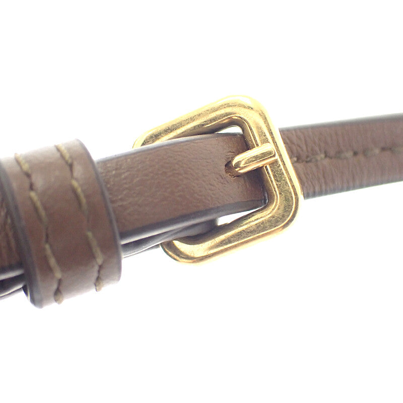 ミュウミュウ MIUMIU ロゴ ミニ 5NF460-2DU5-F0040 ショルダーバッグ ウール レザー ブラウン ベージュ レディース【中古】【Aランク】