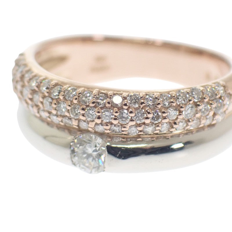 デザインジュエリー パヴェ 10号 リング K18ピンクゴールド Pt900プラチナ ダイヤモンド レディース【中古】【Aランク】