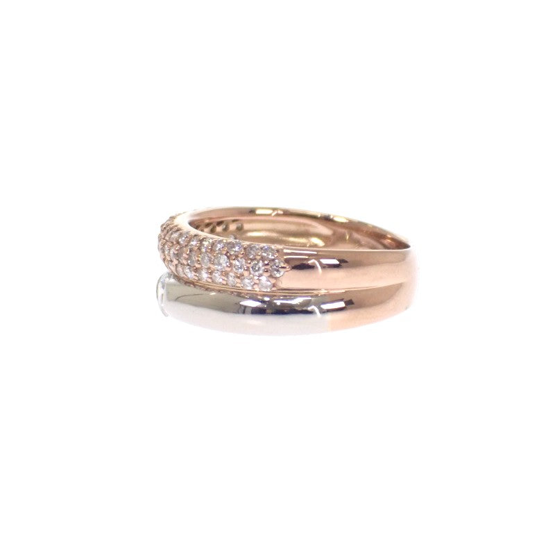 デザインジュエリー パヴェ 10号 リング K18ピンクゴールド Pt900プラチナ ダイヤモンド レディース【中古】【Aランク】