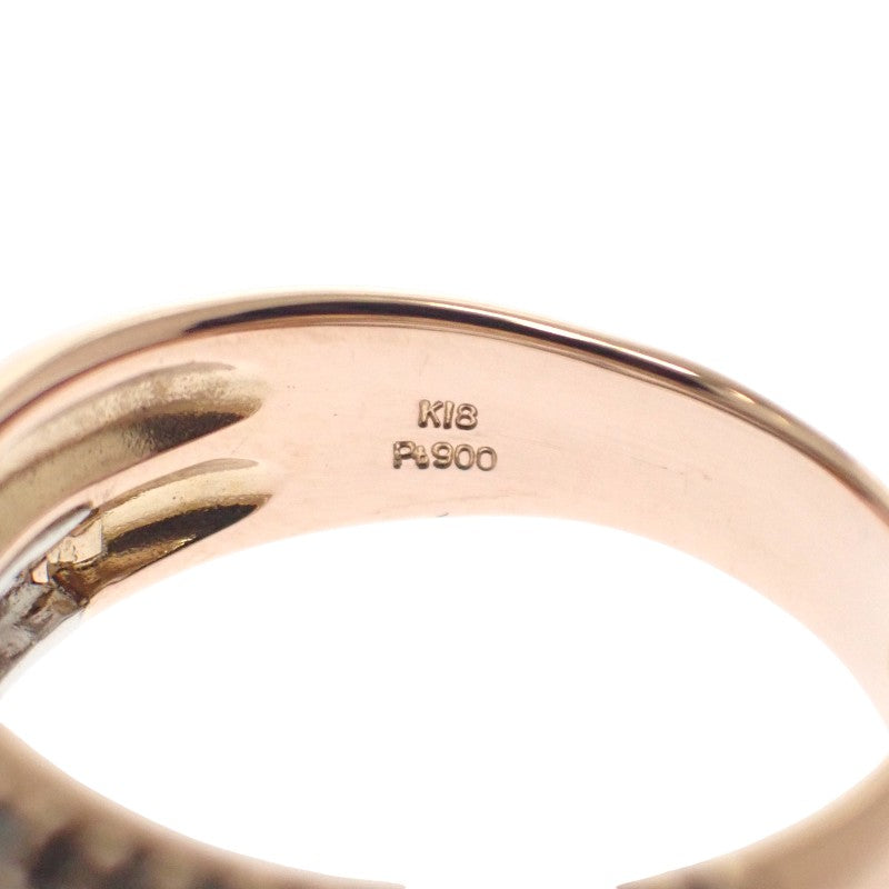 デザインジュエリー パヴェ 10号 リング K18ピンクゴールド Pt900プラチナ ダイヤモンド レディース【中古】【Aランク】