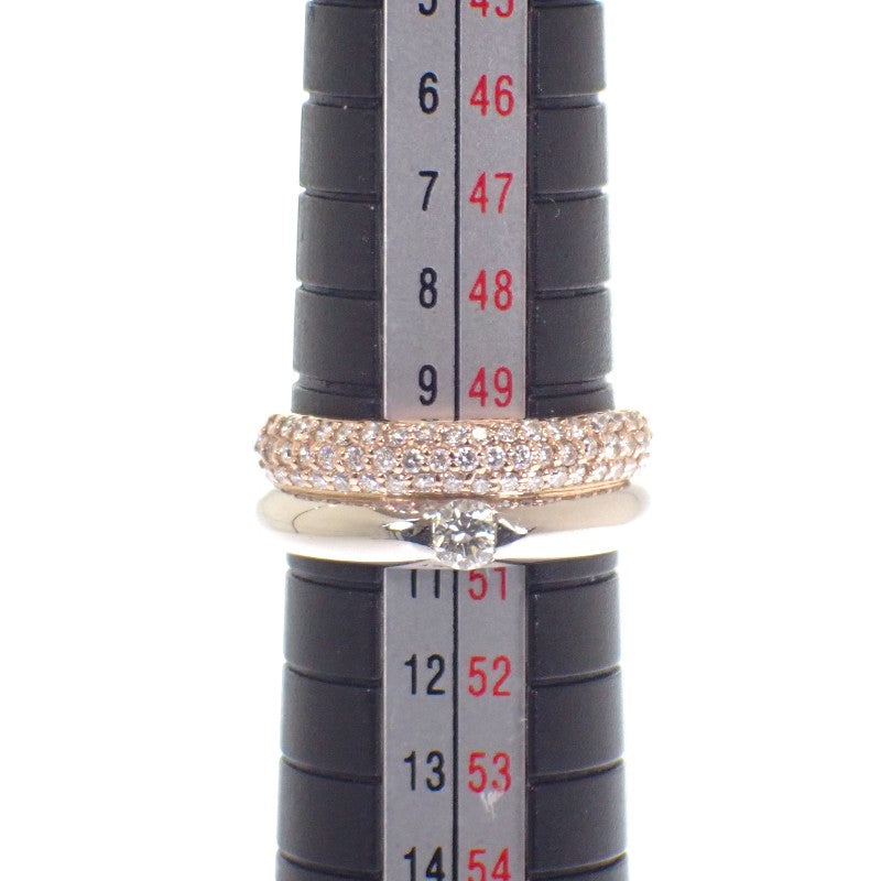 デザインジュエリー パヴェ 10号 リング K18ピンクゴールド Pt900プラチナ ダイヤモンド レディース【中古】【Aランク】