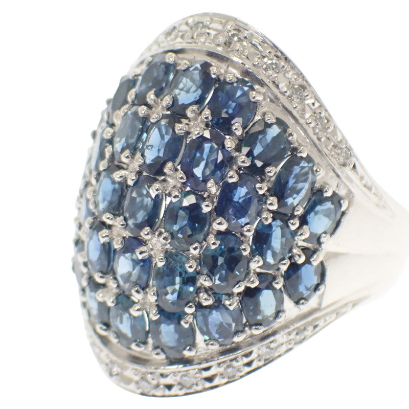 デザインジュエリー Pt900 16号 リング Pt900プラチナ ブルー シルバー サファイヤ ダイヤモンド レディース【中古】【Aランク】