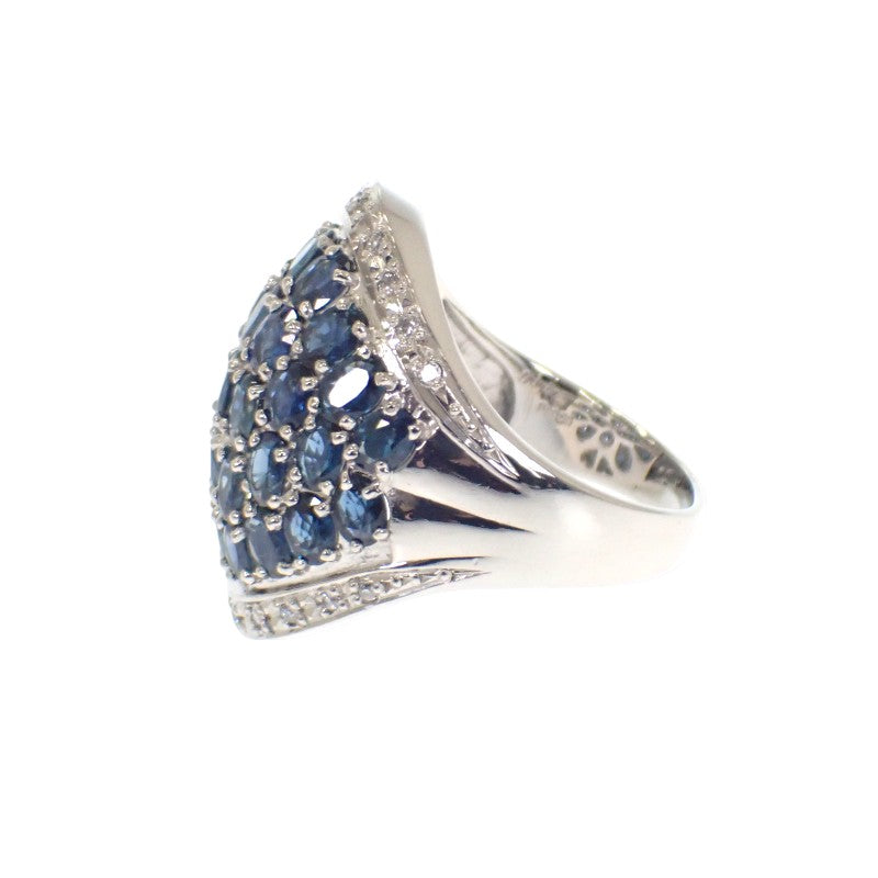 デザインジュエリー Pt900 16号 リング Pt900プラチナ ブルー シルバー サファイヤ ダイヤモンド レディース【中古】【Aランク】