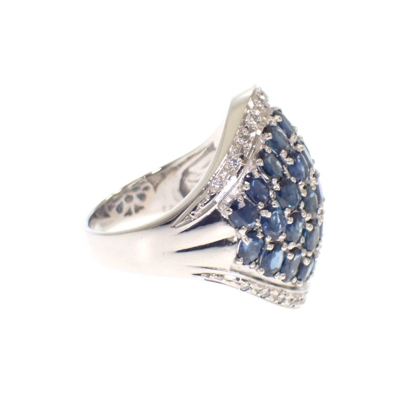 デザインジュエリー Pt900 16号 リング Pt900プラチナ ブルー シルバー サファイヤ ダイヤモンド レディース【中古】【Aランク】