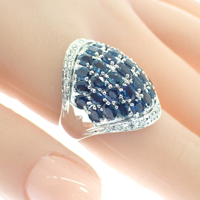 デザインジュエリー Pt900 16号 リング Pt900プラチナ ブルー シルバー サファイヤ ダイヤモンド レディース【中古】【Aランク】