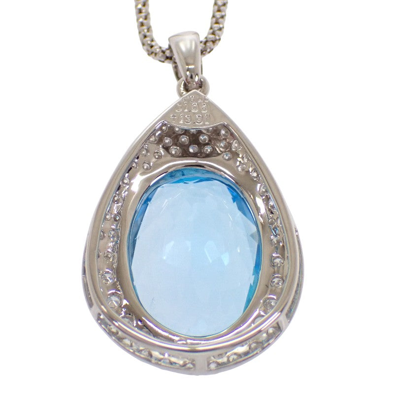 デザインジュエリー ネックレス K18ホワイトゴールド ダイヤモンド ブルートパーズ レディース【中古】【Aランク】