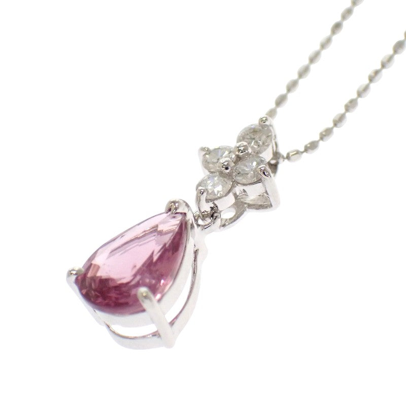 ペアシェイプ ネックレス K18ホワイトゴールド ピンクサファイア ダイヤモンド レディース【中古】【Aランク】