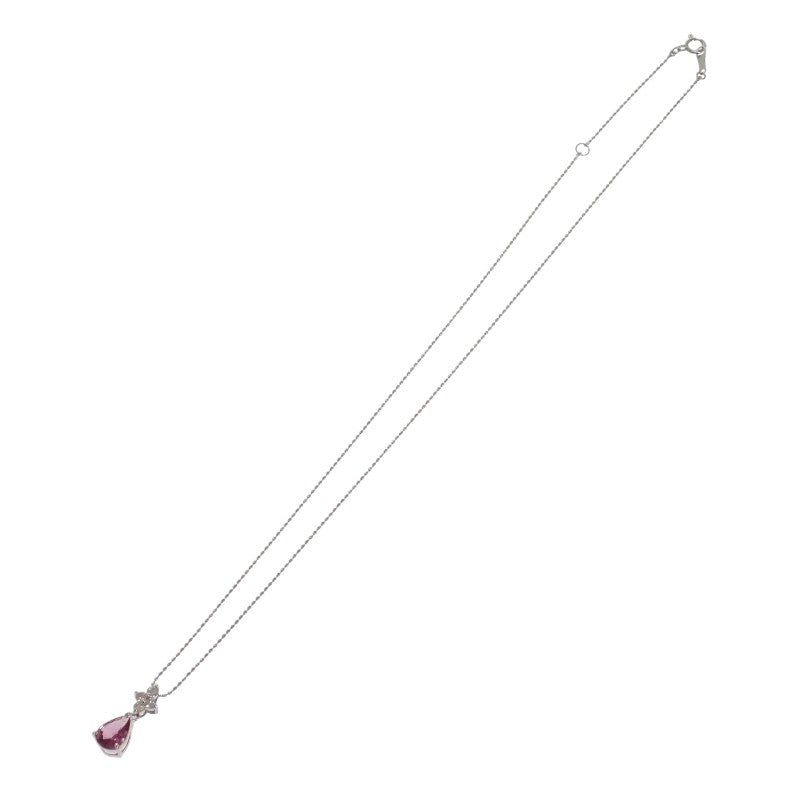 ペアシェイプ ネックレス K18ホワイトゴールド ピンクサファイア ダイヤモンド レディース【中古】【Aランク】