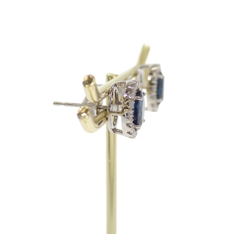 デザインジュエリー オーバル ピアス Pt900プラチナ サファイア ダイヤモンド レディース【中古】【Aランク】