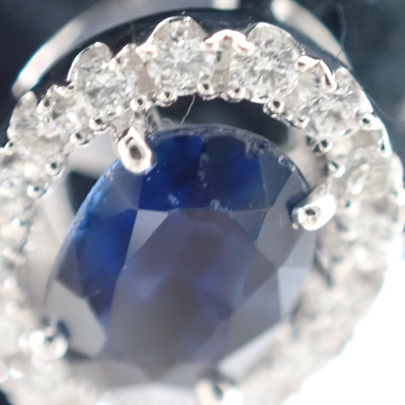 デザインジュエリー オーバル ピアス Pt900プラチナ サファイア ダイヤモンド レディース【中古】【Aランク】