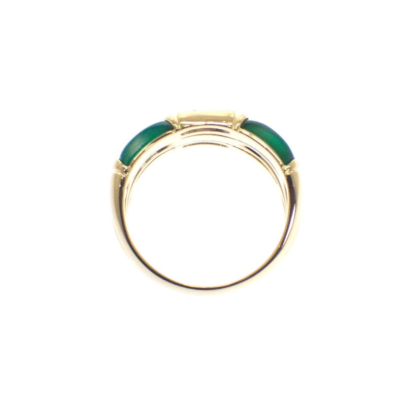 デザインジュエリー 14号 リング K18イエローゴールド ダイヤモンド メノウ シェル レディース【中古】【Aランク】