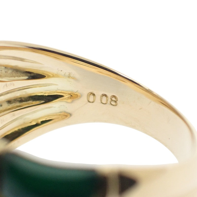 デザインジュエリー 14号 リング K18イエローゴールド ダイヤモンド メノウ シェル レディース【中古】【Aランク】