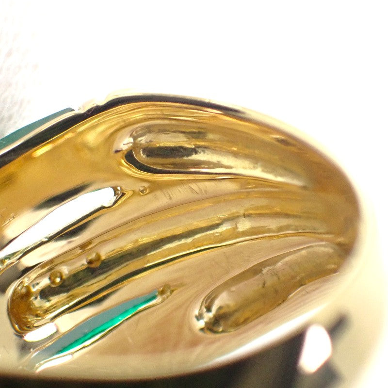 デザインジュエリー 14号 リング K18イエローゴールド ダイヤモンド メノウ シェル レディース【中古】【Aランク】