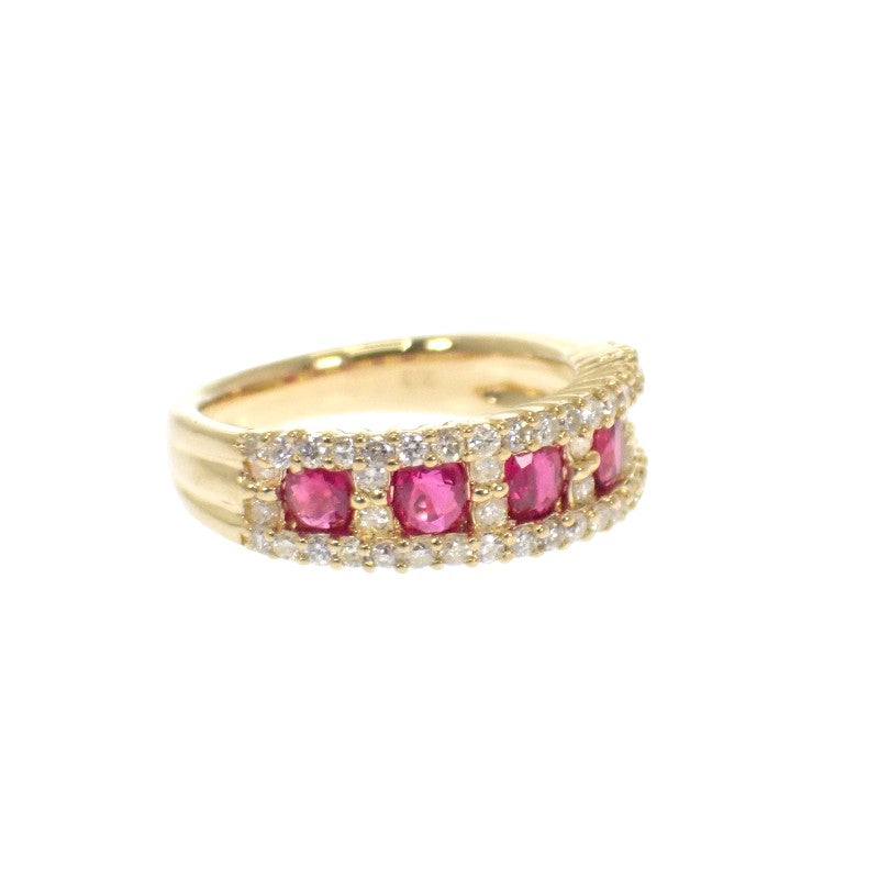 Designer Jewelry Ring Size 11 K18 Yellow Gold Ruby Diamond Ladies